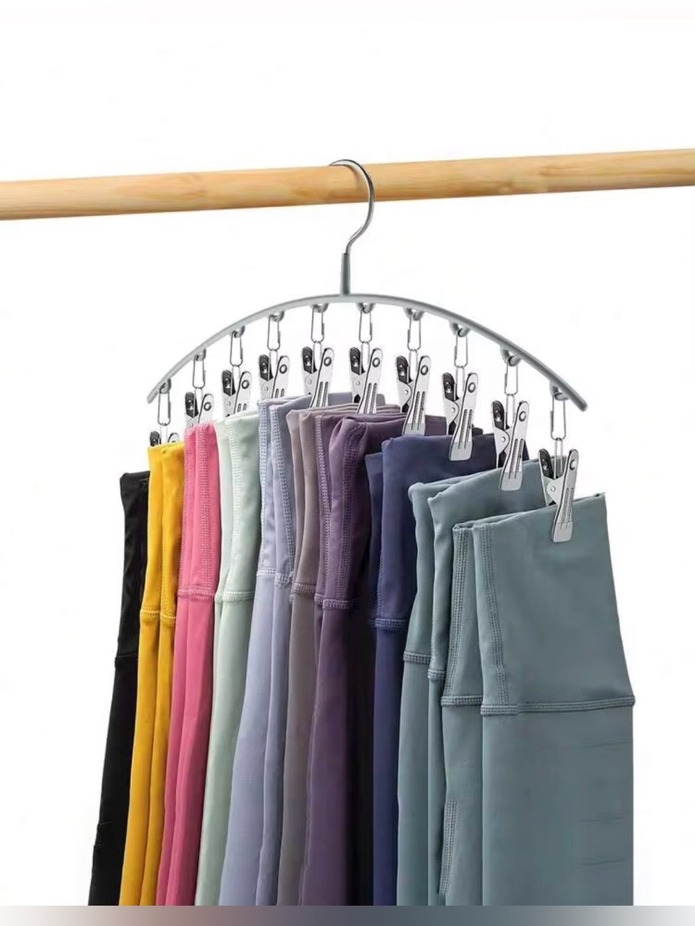 3 Multi-Clip Silver Hanging Pants & Accessories Organizer